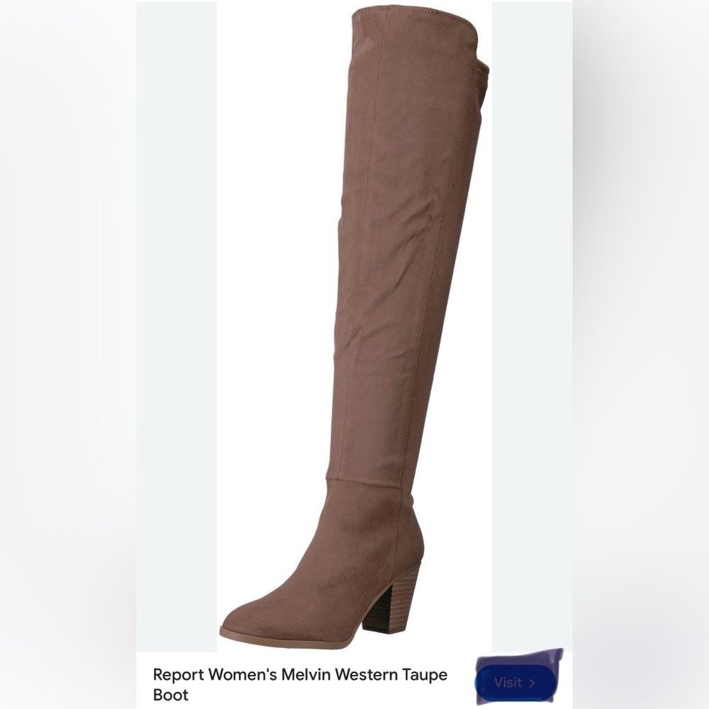 REPORT over the knee boots 3”heels suede feel women’s size 9 Taupe color walking